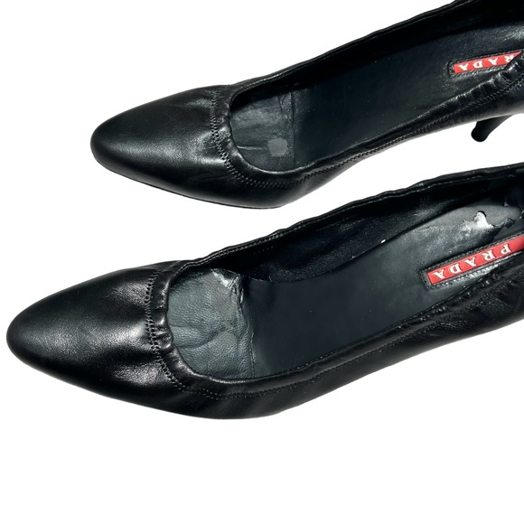 PRADA BLACK NAPPA SPORT B CALZATURE DONNA ELASTIC TOP CONE HEEL ROUND TOE PUMPS - Picture 3 of 15